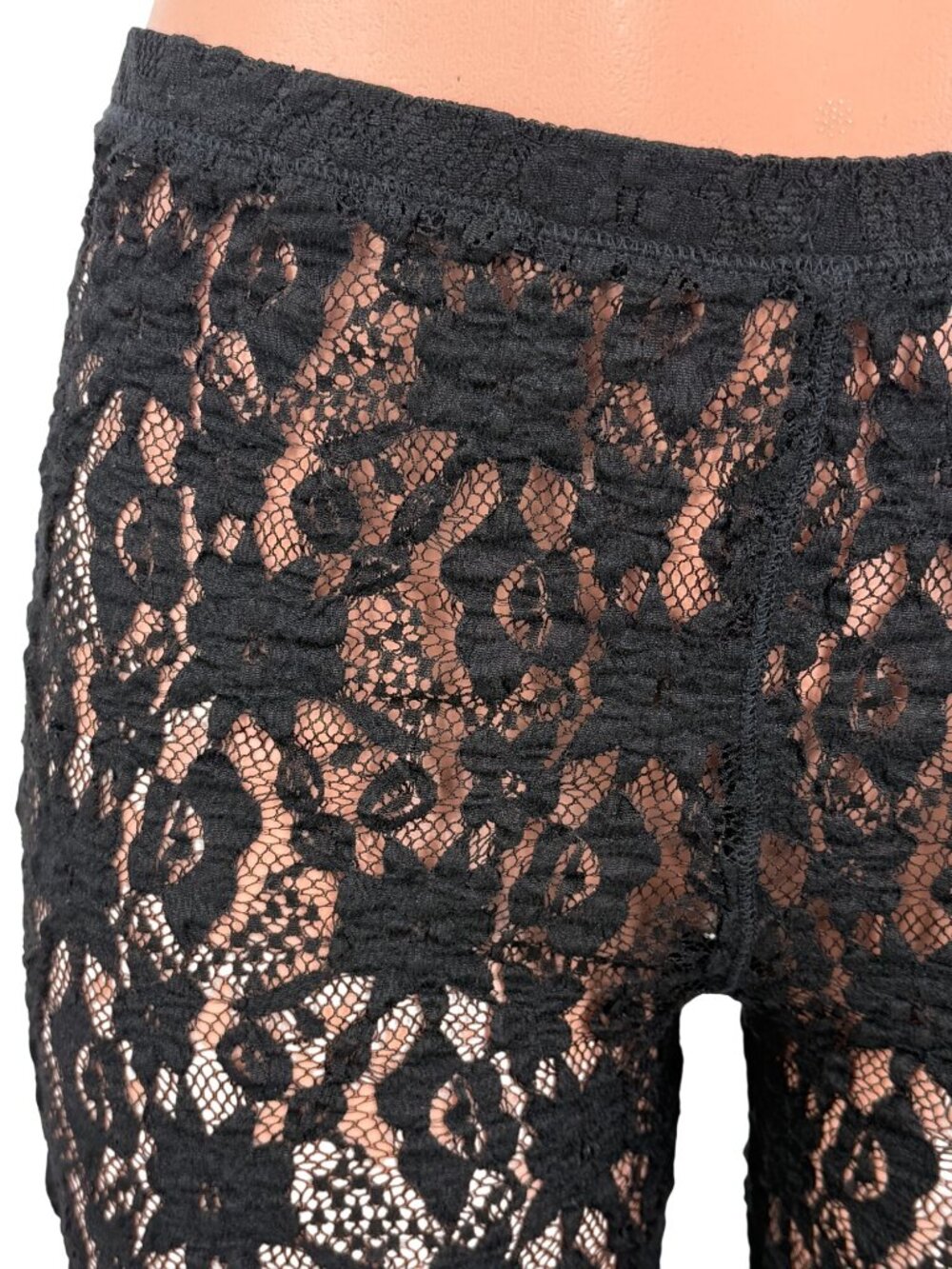 NWT Free People Black Sheer Floral Lace Leggings | Whimsigoth Dark Coquette Boho - Picture 4 of 16